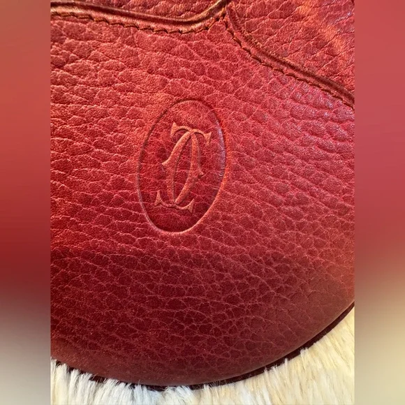 Vintage Cartier Bordeaux Leather Coin Pouch | 90s Must de Cartier Zip Wallet - Picture 5 of 9